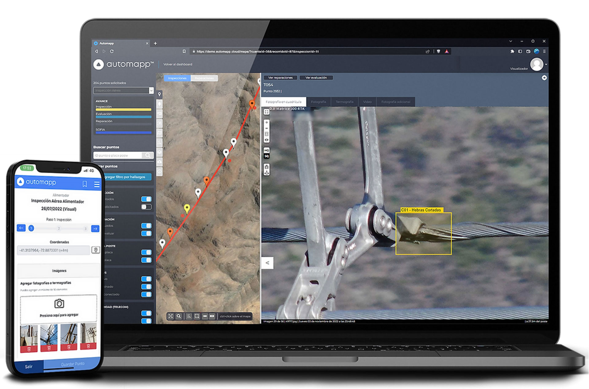 Automapp Cloud dashboard showing prioritized inspection findings